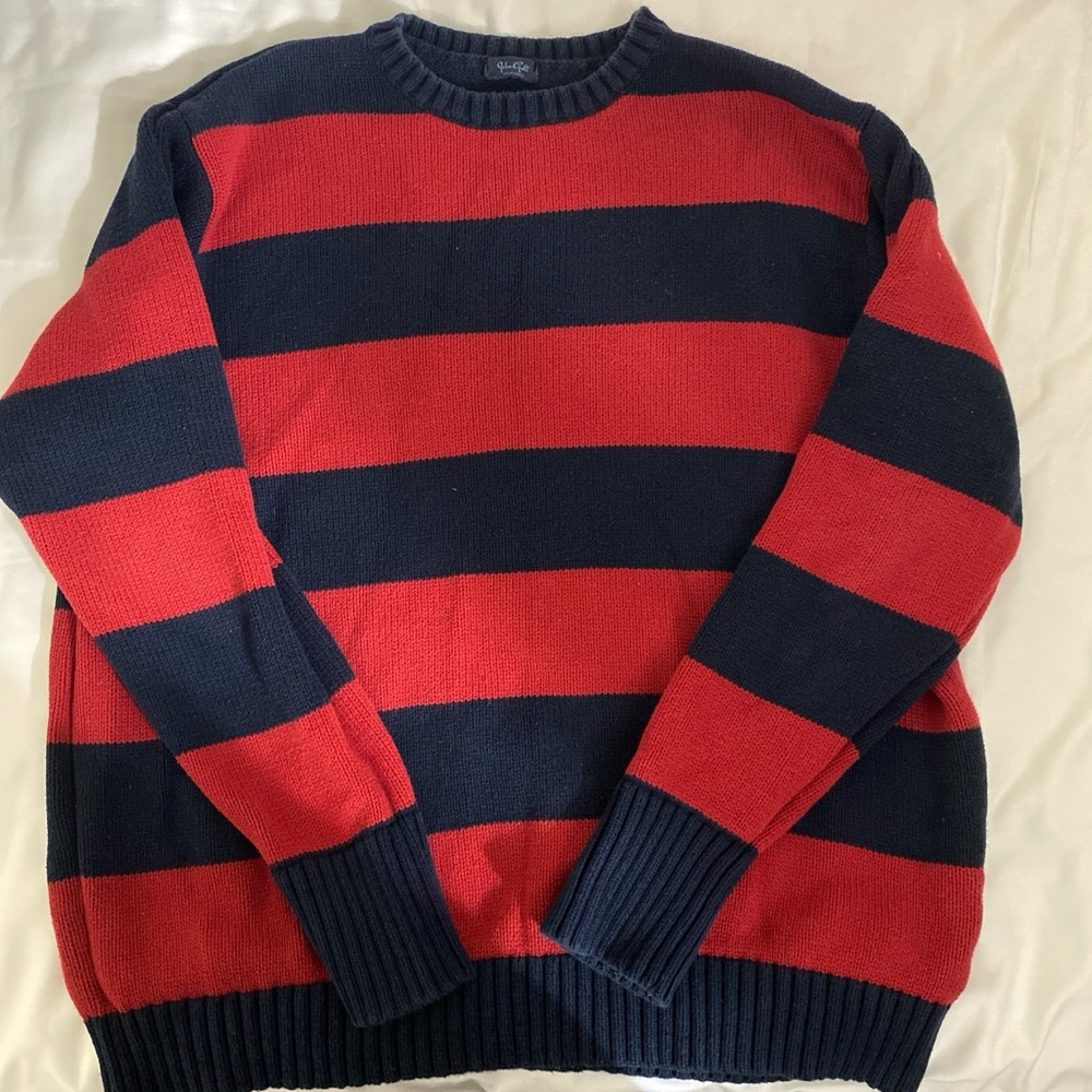 brandy melville red and navy blue striped brianna sweater